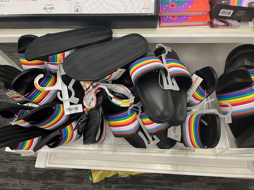 Pride flip flops at Target